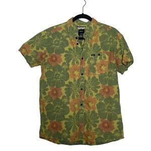 RVCA Button Up Shirt Men's Size Medium Multicolor Floral Print Short Sleeve